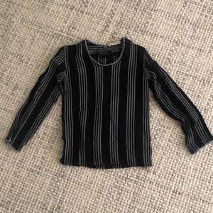 Black Long Sleeve Top with Gray Stripes